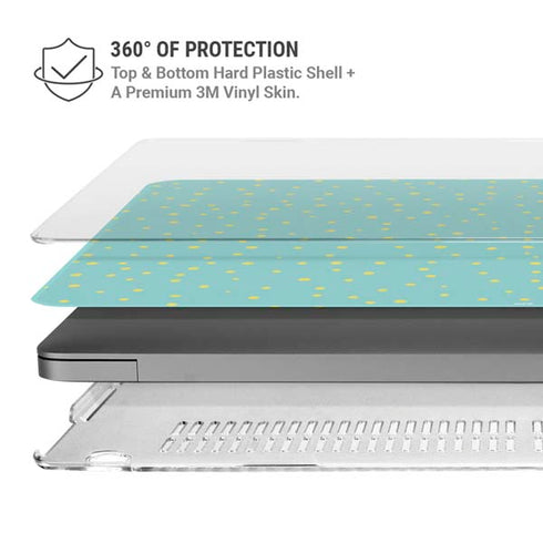 Teal and Yellow Polka Dots MacBook Pro 14in (2021-24) Case plus Skin